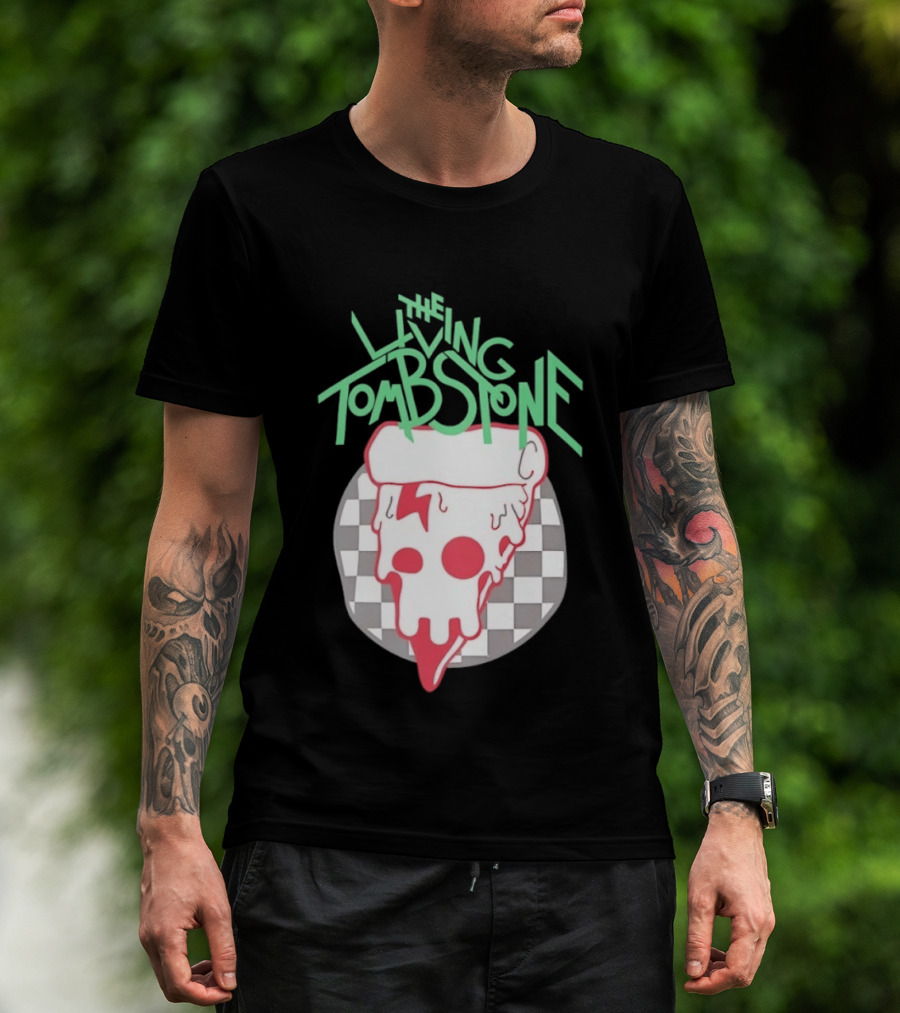 The Living Tombstone Pizza Skull Checkered T-Shirt
