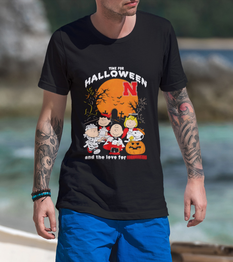 Time For Halloween Nebraska Cornhuskers Peanuts Characters T-Shirt