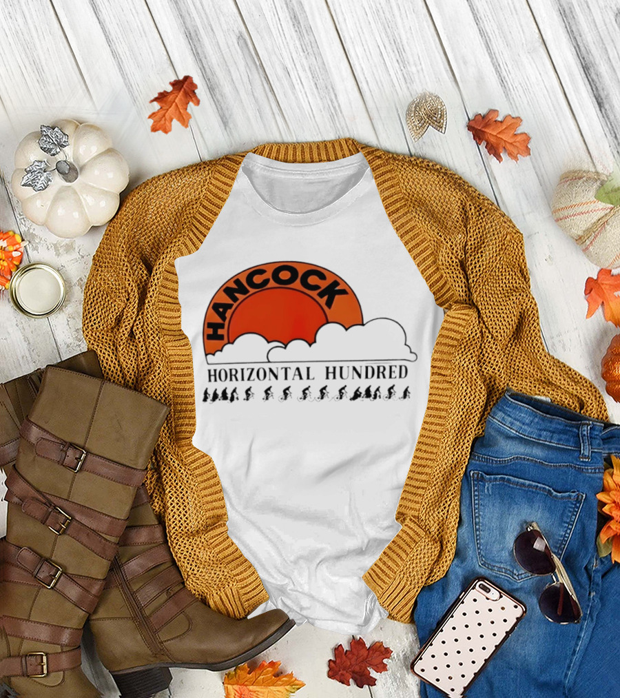 Hancock Horizontal Hundred Cycling Event Logo With Orange Sun And Cyclists T-Shirt
