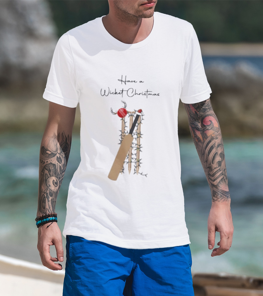 Have A Wicket Christmas Cricket Bat And Stumps Holiday T-Shirt