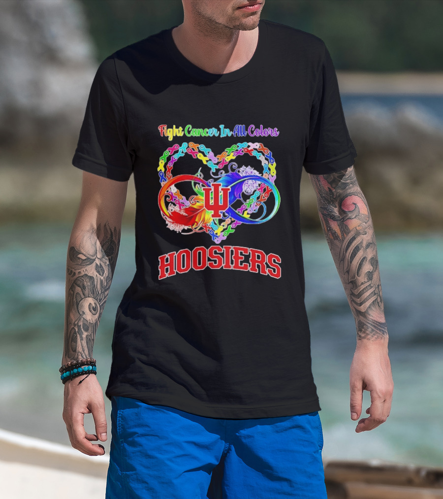 Hoosiers Fight Cancer In All Colors With Heart Symbol And Interlocking Chains T-Shirt
