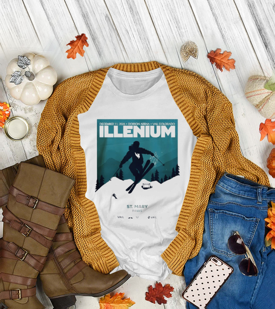 Illenium December 11 2026 Skiing Dobson Arena Vail Colorado Concert St Mary Paws T-Shirt