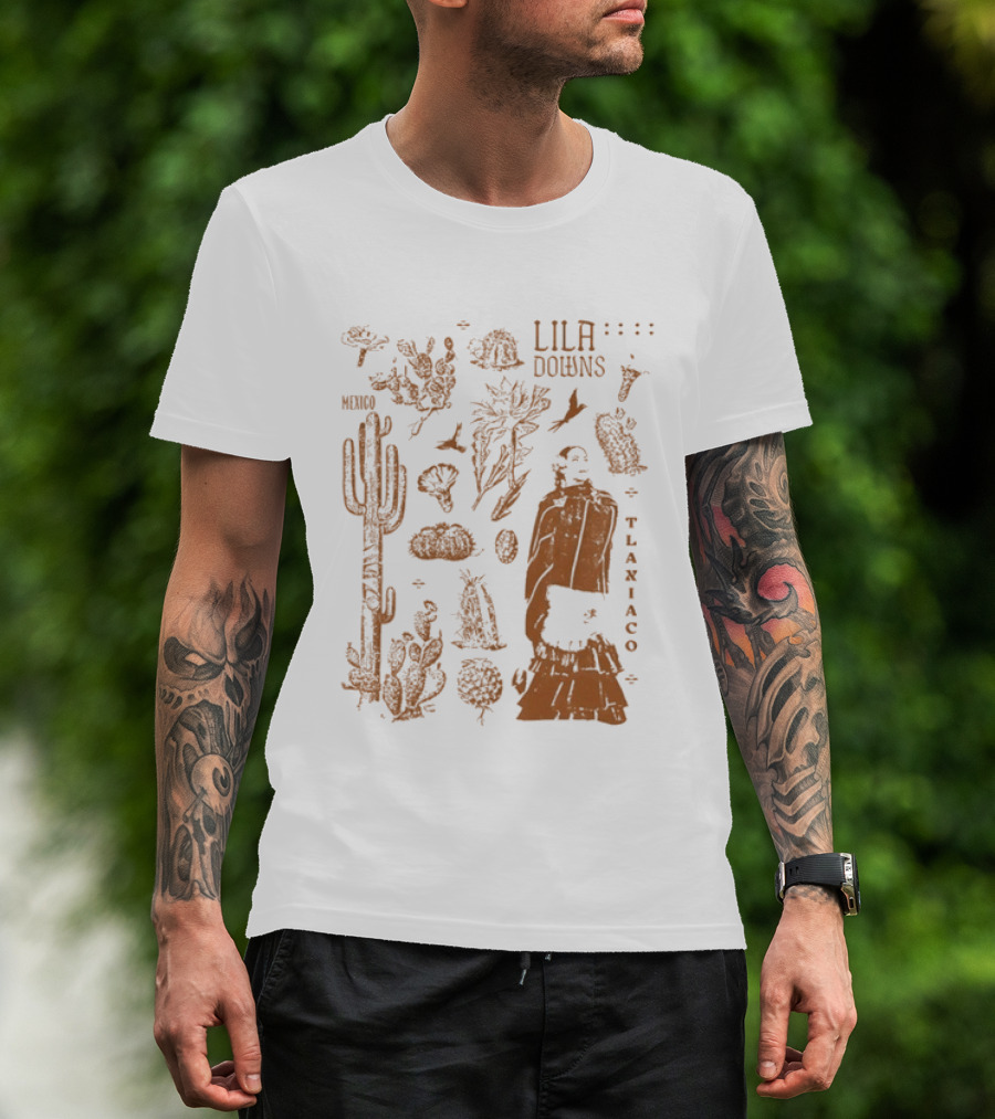 Lila Downs Mexico Tlaxiaco Mexican Singer With Floral And Cactus T-Shirt