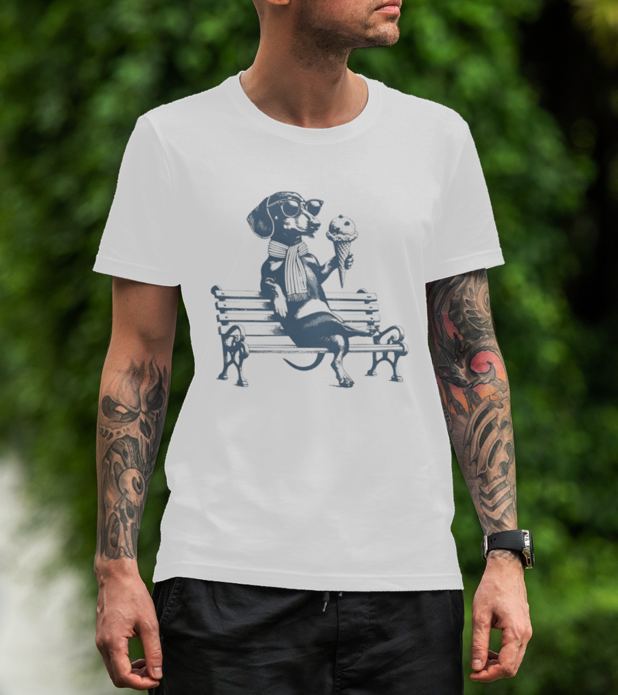 Lisa Dogecan Dachshund Ice Cream April 1992 Bench T-Shirt