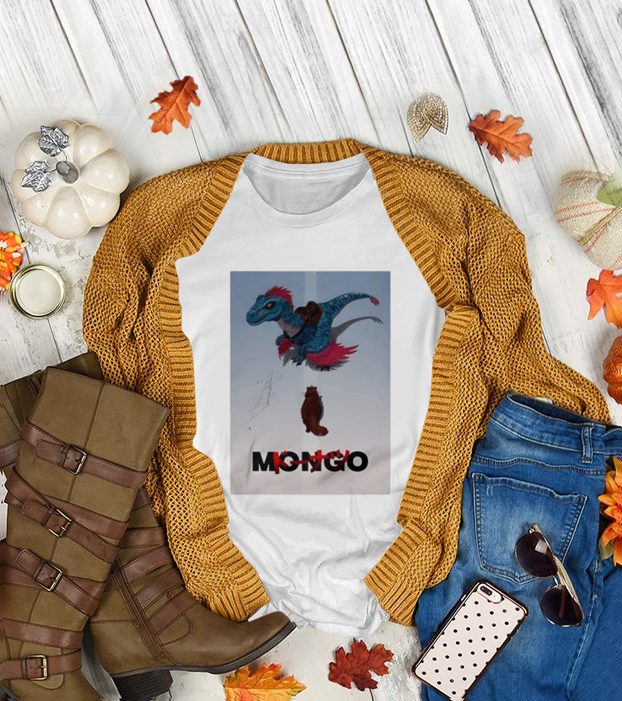 Mongo The Raptor Dinosaur And Cat Fantasy Adventure T-Shirt