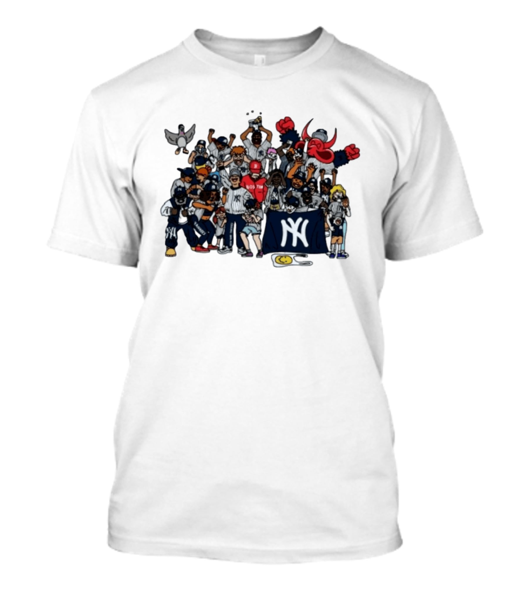 New York Yankees Fans Collage MLB Baseball Rivalry Characters And Mascots T-Shirt