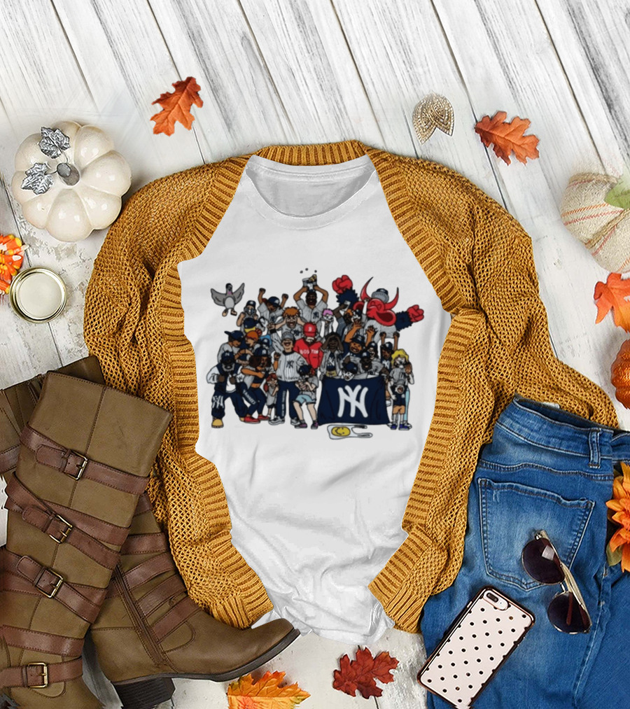New York Yankees Fans Collage MLB Baseball Rivalry Characters And Mascots T-Shirt