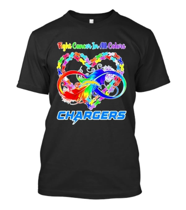 Fight Cancer In All Colors Los Angeles Chargers Infinity Heart T-Shirt