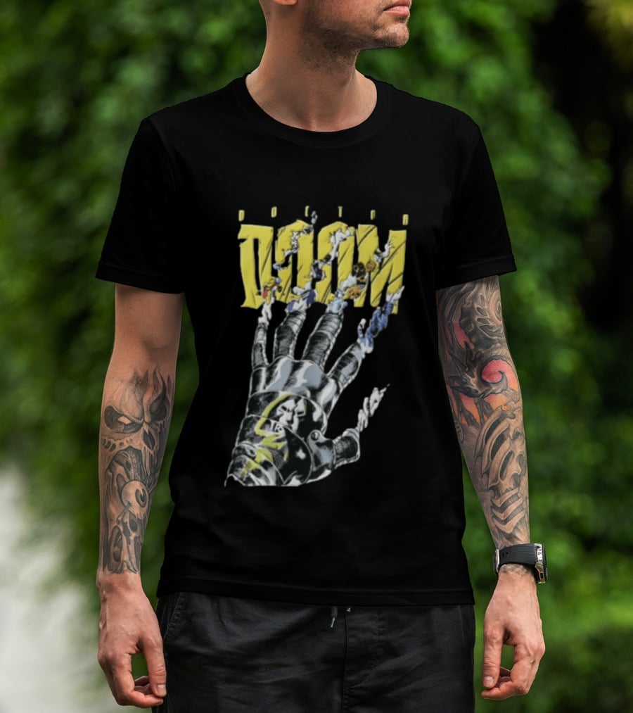 Marvel Doom Metal Gauntlet Ripping Through Paper T-Shirt