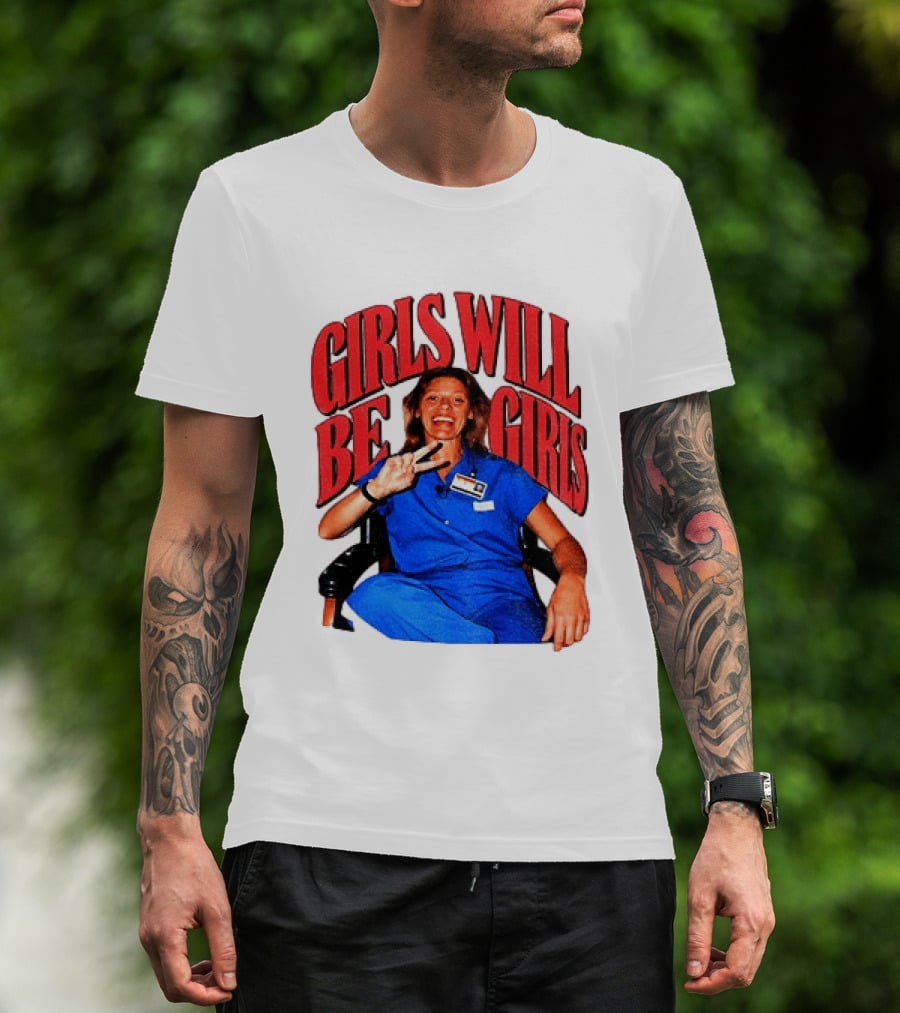 Aileen Wuornos Girls Will Be Girls Peace Sign Blue Outfit T-Shirt