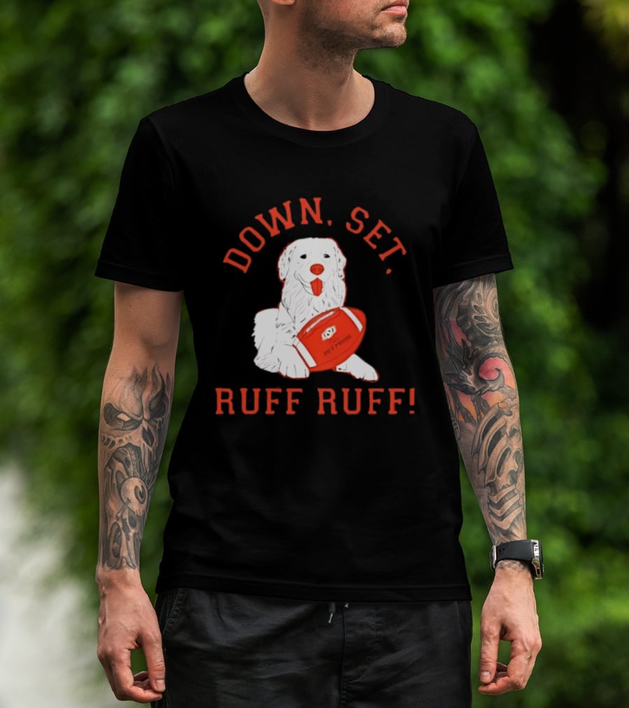 Pet Pride Dog Down Set Ruff Ruff Football T-Shirt