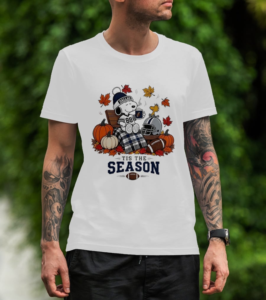 Dallas Cowboys Snoopy Woodstock Fall Football 'Tis The Season T-Shirt