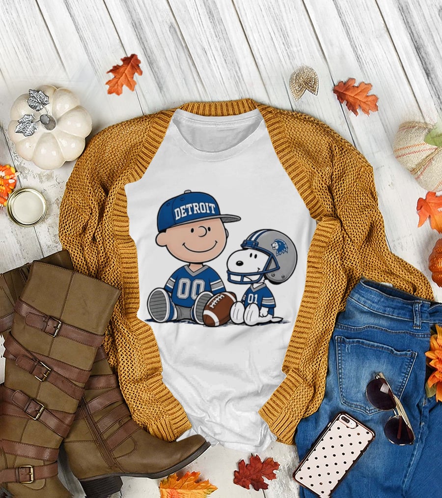 Detroit Lions Charlie Brown Snoopy Fan Jersey 00 01 Football T-Shirt