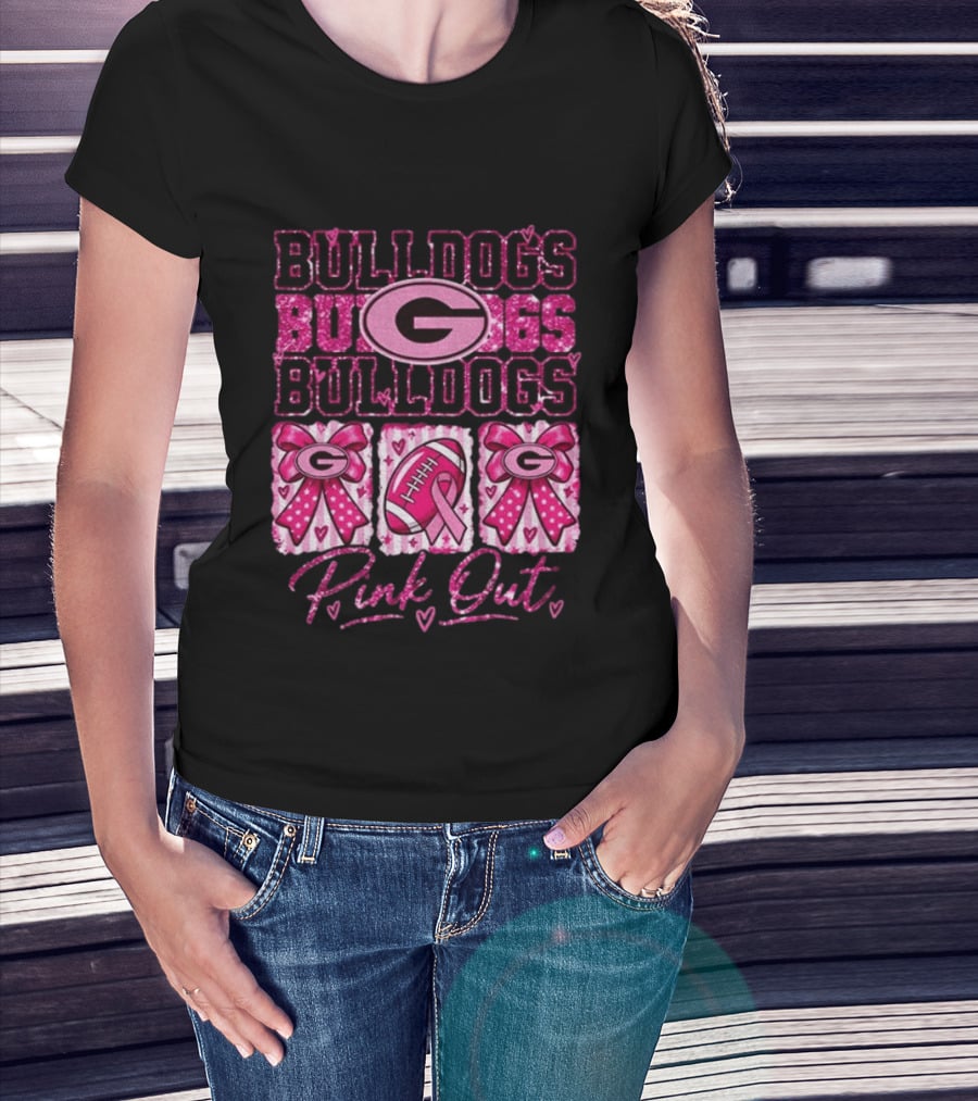 Bulldogs G Pink Out Breast Cancer Awareness Game Day T-Shirt