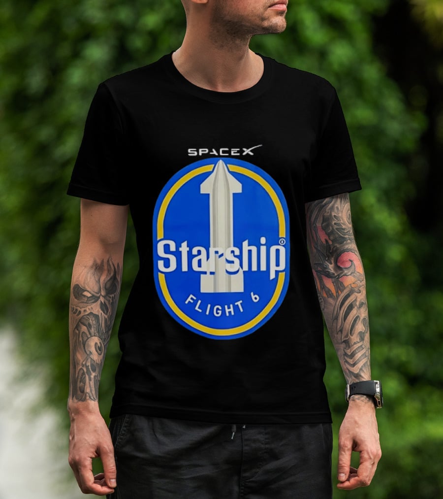 SpaceX Starship Flight 6 Mission Patch Emblem Space Exploration T-Shirt