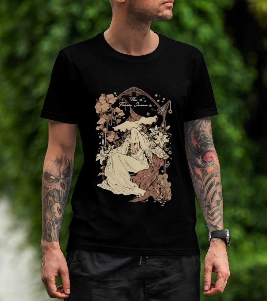 The Faerie Queen Woman With Wings Floral Arch Fantasy T-Shirt