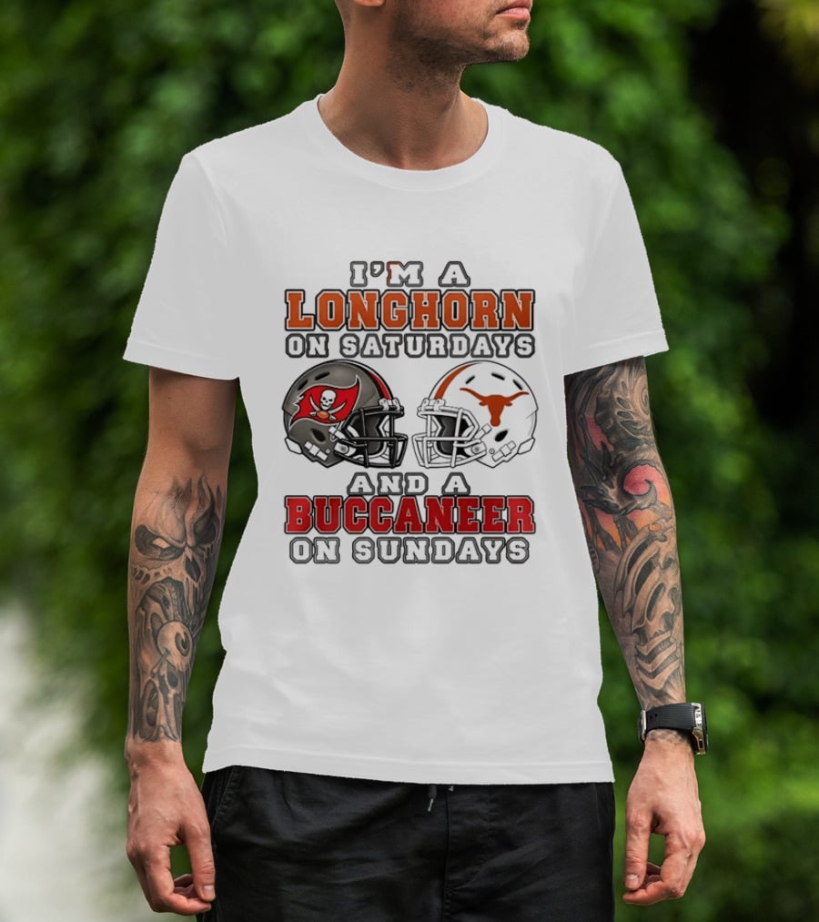 I'm A Longhorn On Saturdays And A Buccaneer On Sundays Two Helmet 2026 T-Shirt