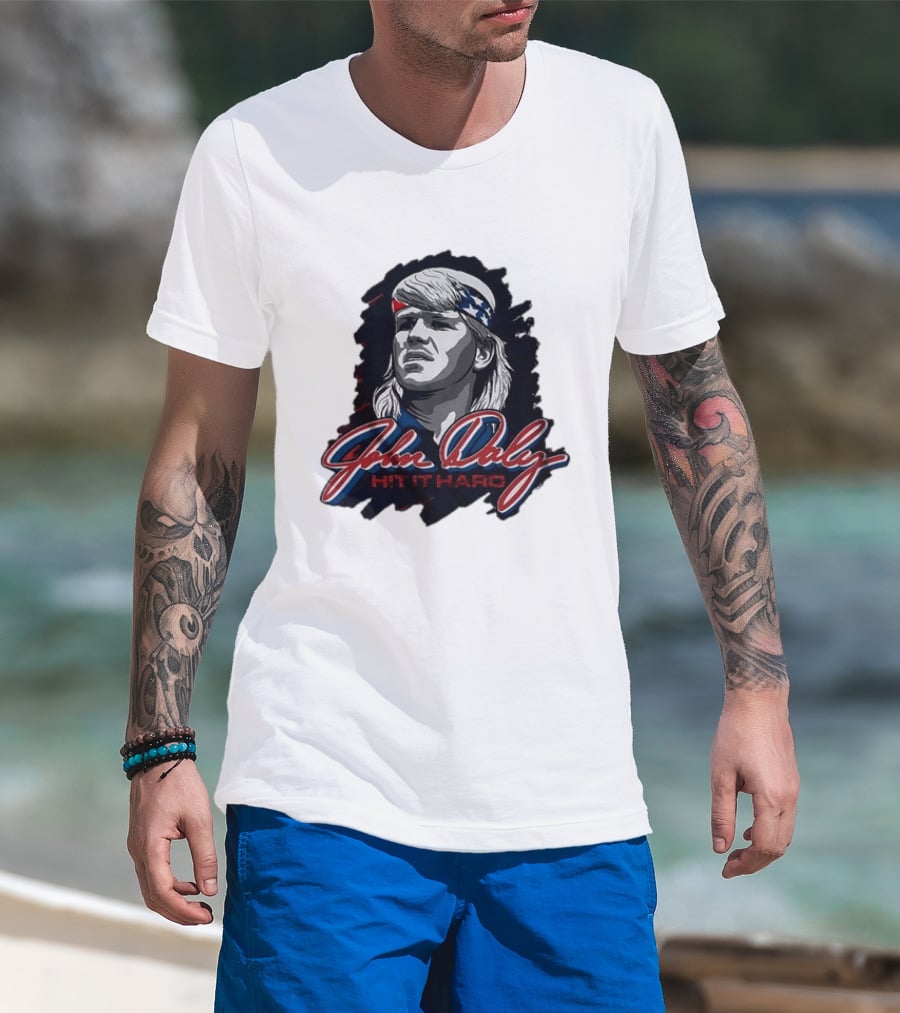 John Daly Hit It Hard Man American Flag Bandana T-Shirt