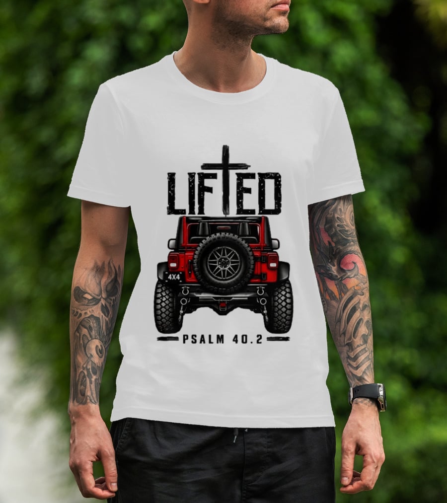 Lifted 4x4 Jeep Off Road Adventure Psalm 40:2 T-Shirt