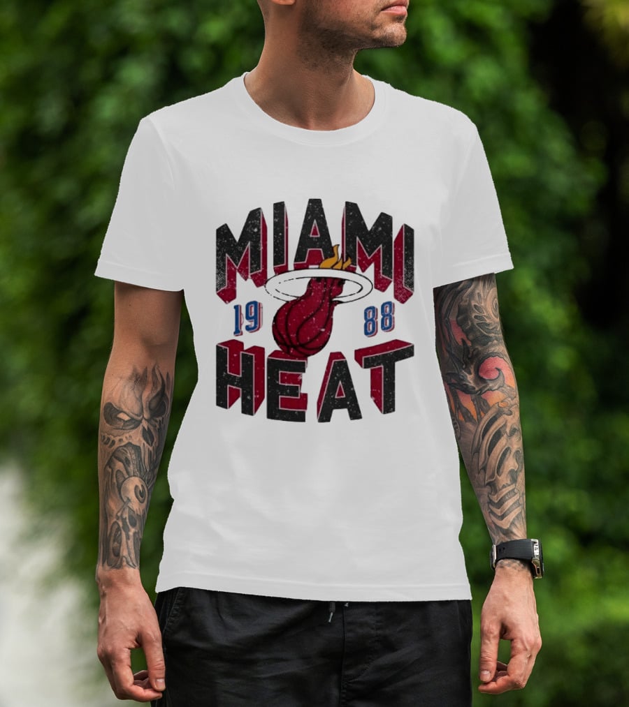 Miami Heat 1988 Flaming Basketball NBA Peace Collective T-Shirt