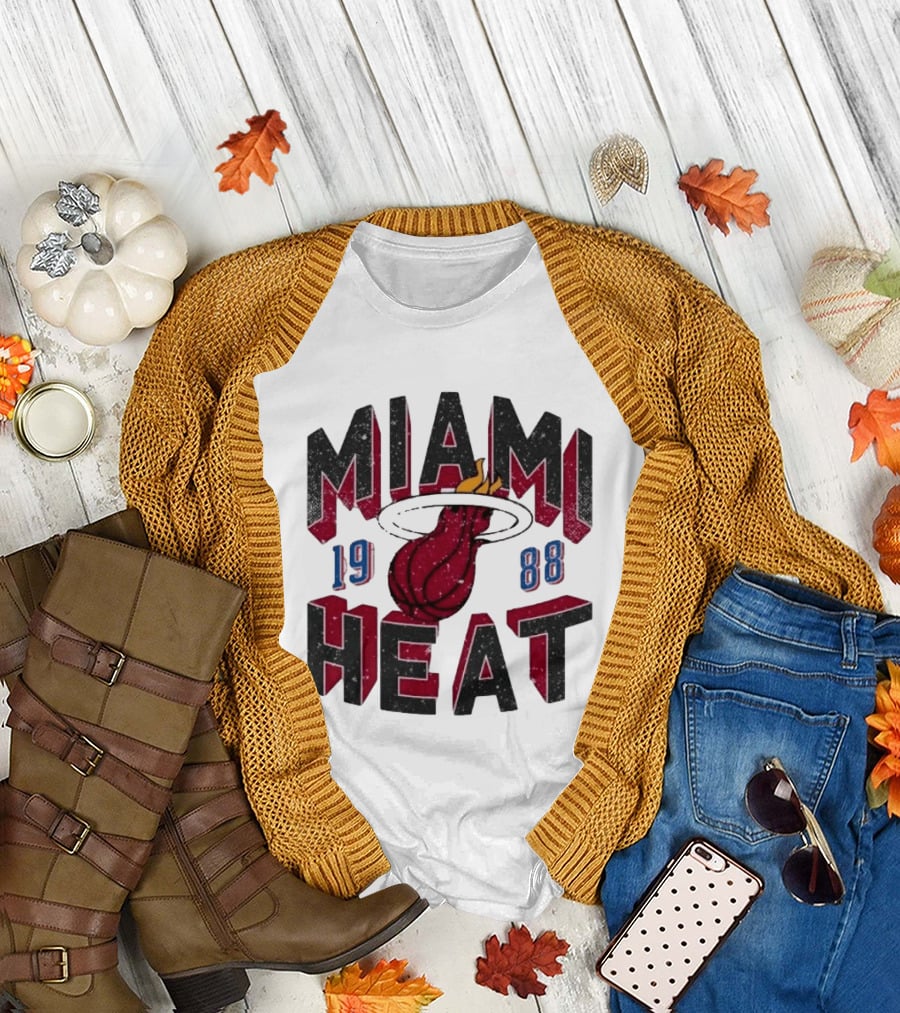 Miami Heat 1988 Flaming Basketball NBA Peace Collective T-Shirt