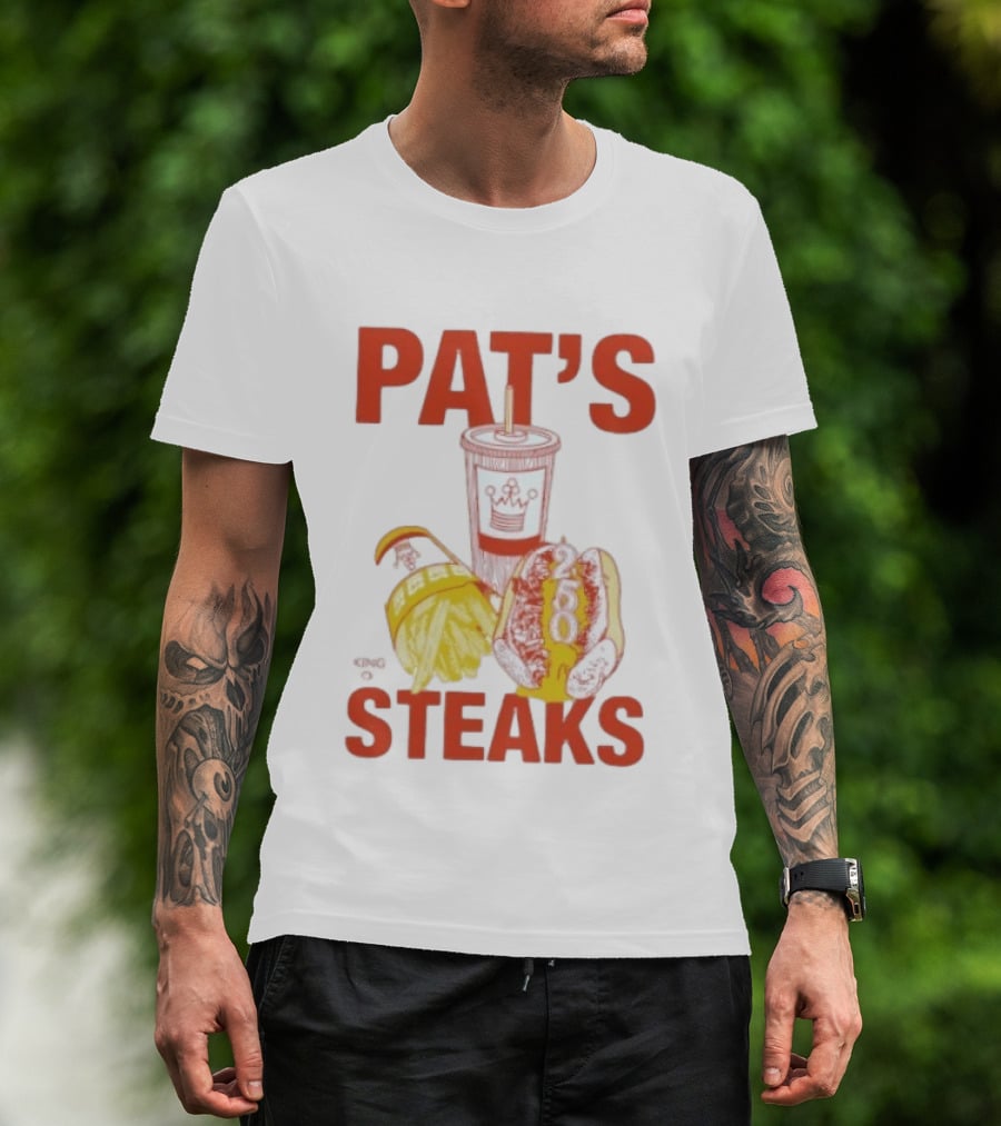 Pat's King Of Steaks 250 Cheesesteak Philadelphia Iconic Sandwich And Drink T-Shirt