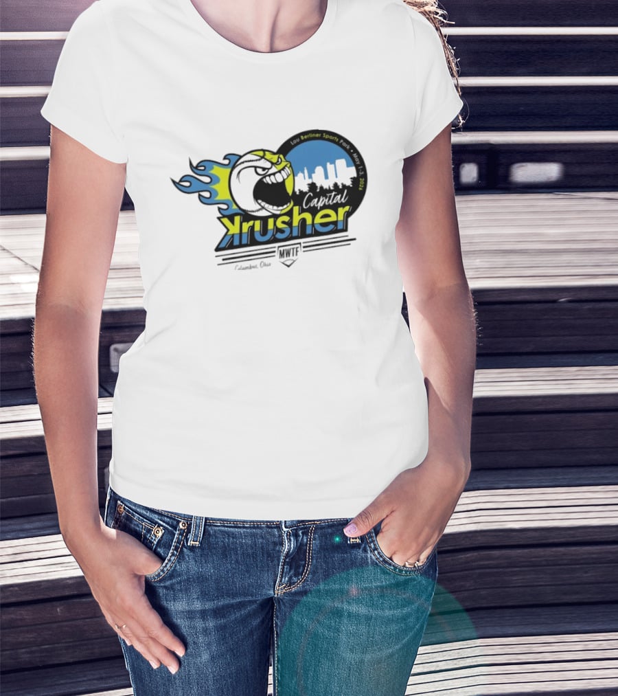 Berliner Sports Capital Krusher Softball 2014 Event Krusher Character With Flames T-Shirt