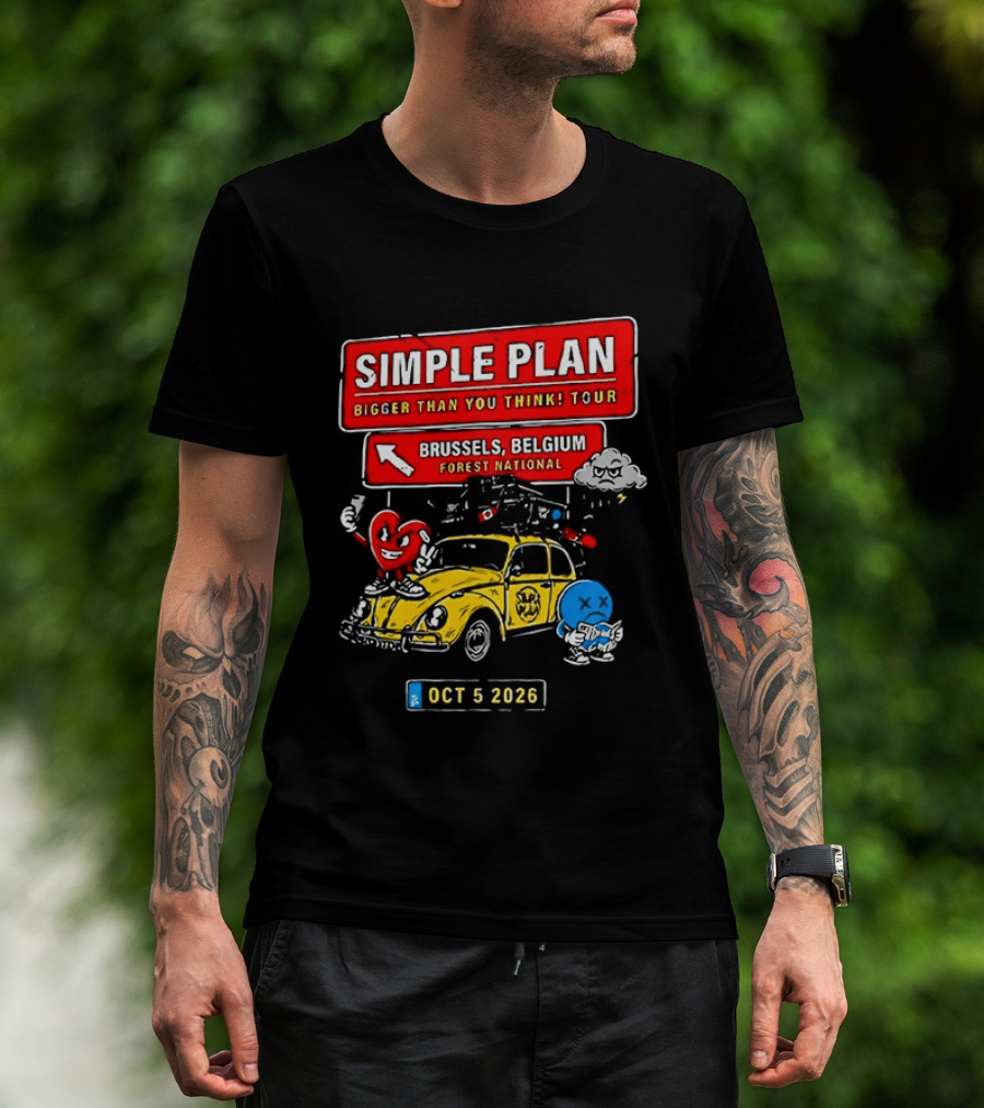 Simple Plan Bigger Than You Think Tour Brussels Belgium Forest National Oct 5 2026 T-Shirt