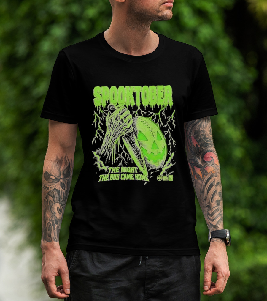 Spooktober The Night The Bus Came Home Halloween Knife Pumpkin Forest T-Shirt