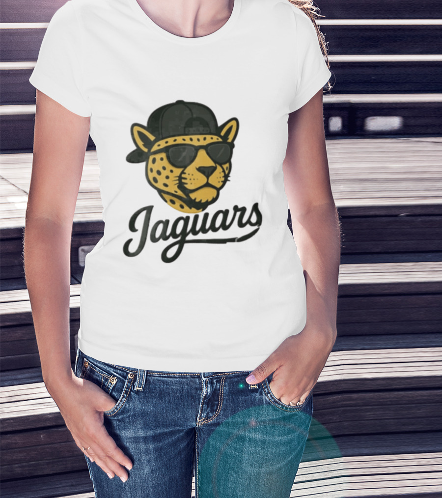 Jacksonville Jaguars Cool Jaguar With Cap And Sunglasses T-Shirt