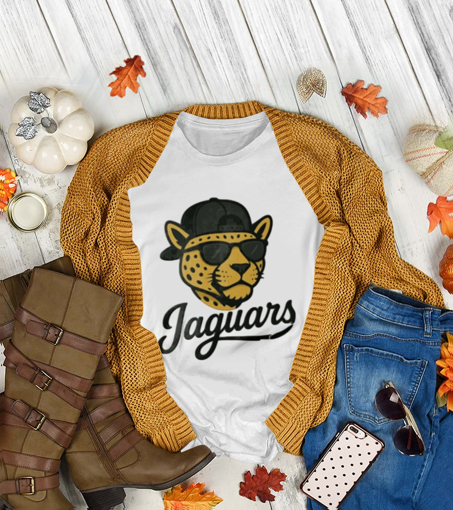 Jacksonville Jaguars Cool Jaguar With Cap And Sunglasses T-Shirt