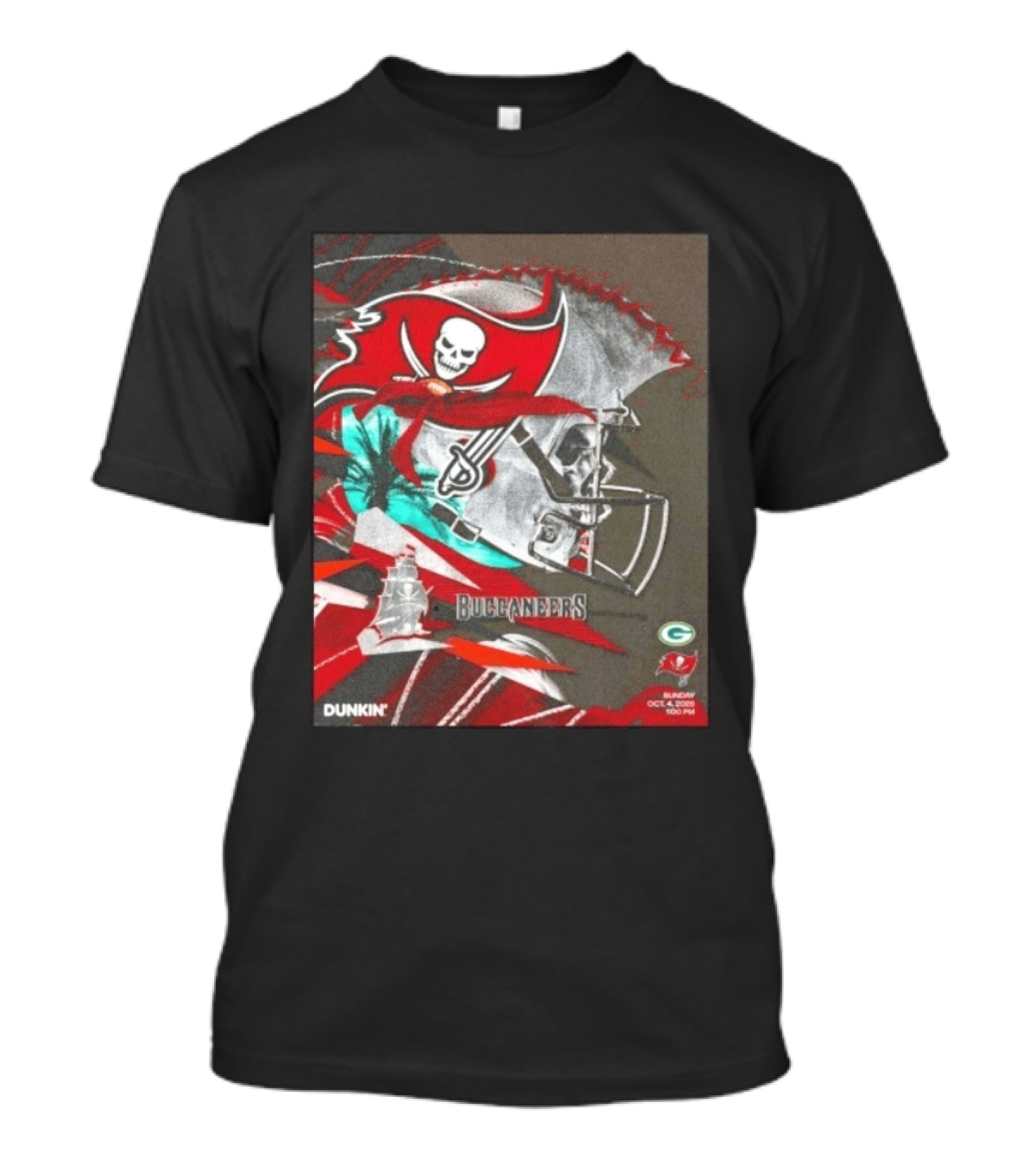 Tampa Bay Buccaneers Vs Green Bay Packers Matchup October 4 2026 Dunkin Promotion T-Shirt
