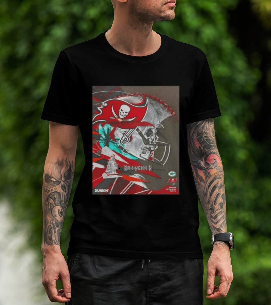 Tampa Bay Buccaneers Vs Green Bay Packers Matchup October 4 2026 Dunkin Promotion T-Shirt