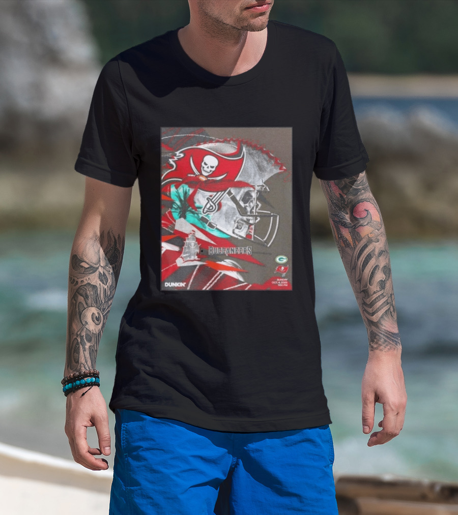 Tampa Bay Buccaneers Vs Green Bay Packers Matchup October 4 2026 Dunkin Promotion T-Shirt