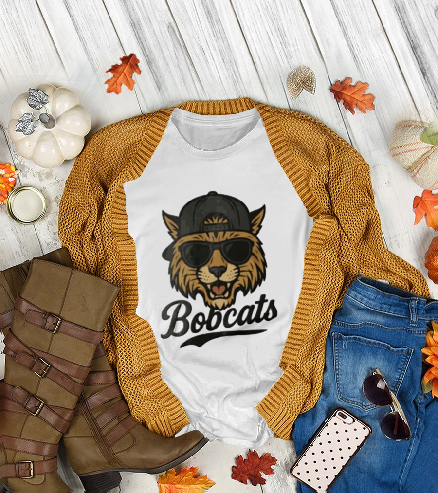 Bobcats Cool Bobcat Sunglasses Baseball Cap T-Shirt