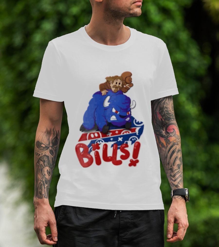 Buffalo Bills Cowboy Riding Angry Blue Bills T-Shirt