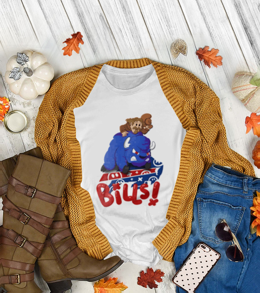 Buffalo Bills Cowboy Riding Angry Blue Bills T-Shirt