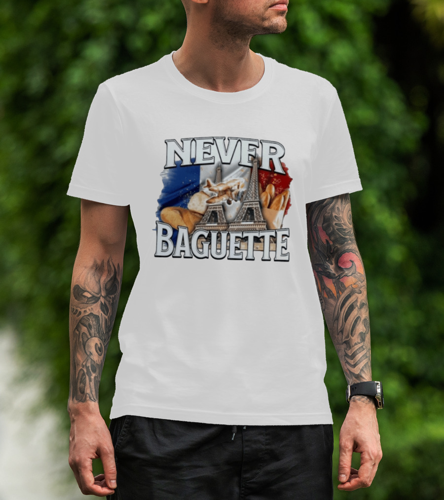 Never Baguette Eiffel Tower Paris France Airplane T-Shirt