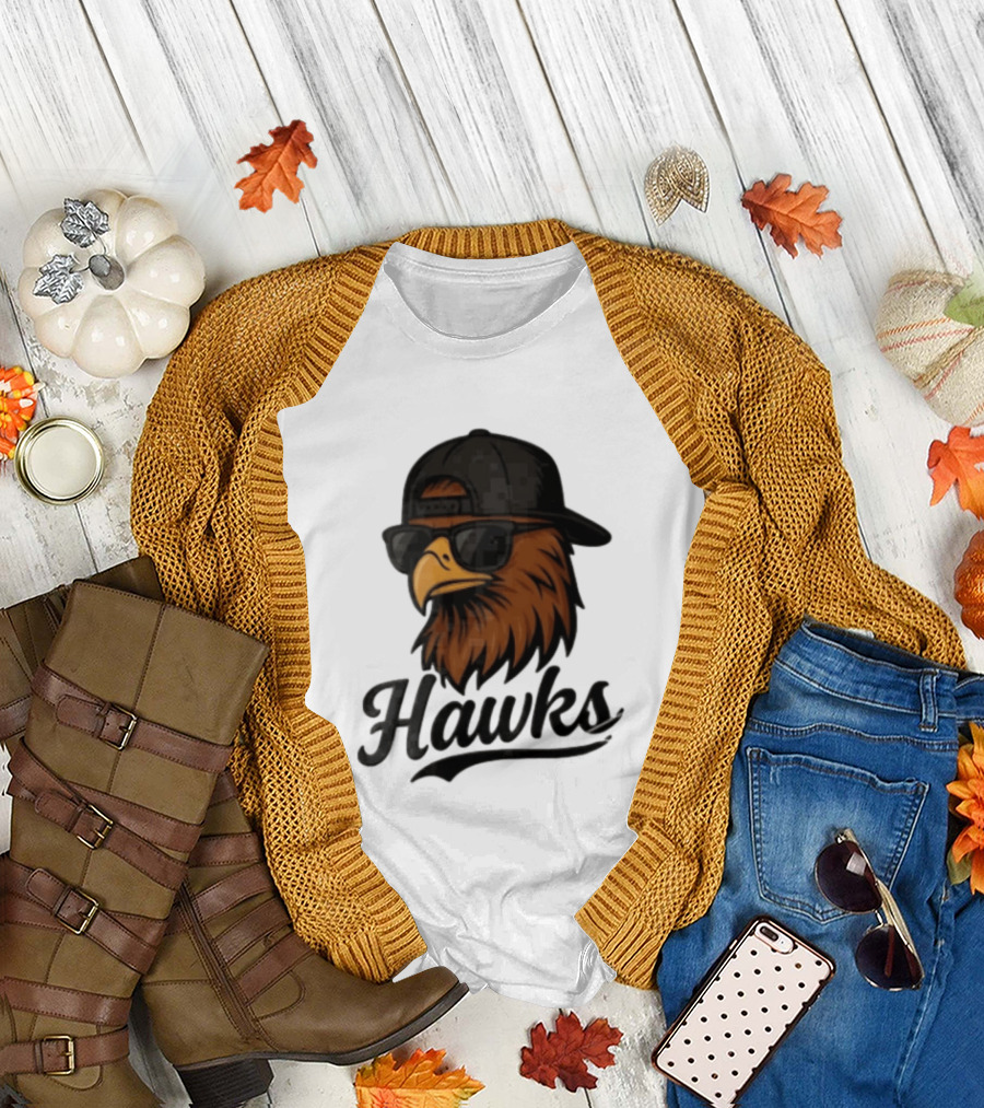 Hawks Eagle Wearing Sunglasses And Baseball Cap T-Shirt