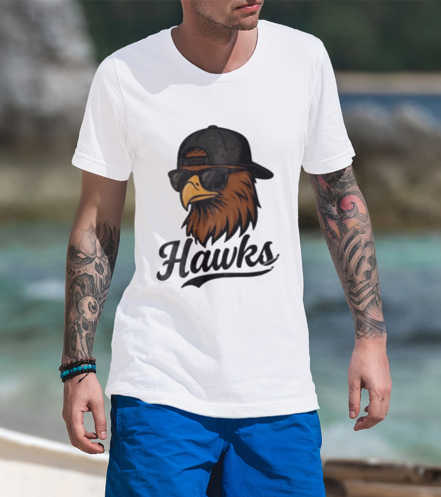 Hawks Eagle Wearing Sunglasses And Baseball Cap T-Shirt