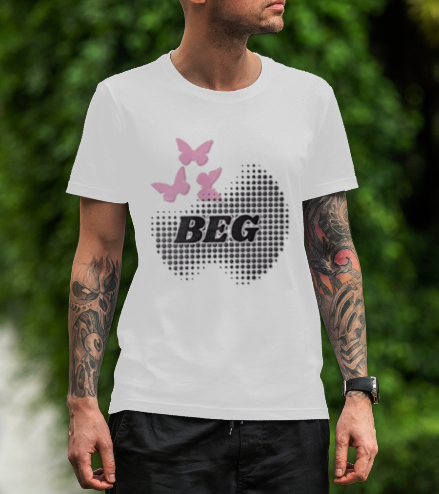 Pink Butterflies BEG Halftone T-Shirt