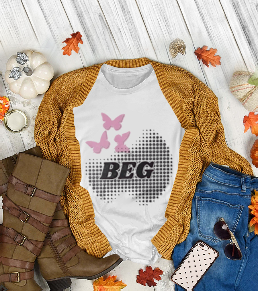 Pink Butterflies BEG Halftone T-Shirt