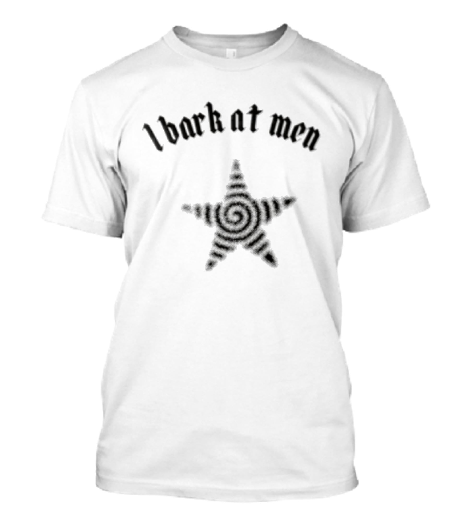 I Bark At Men Star Spiral Center Halftone T-Shirt