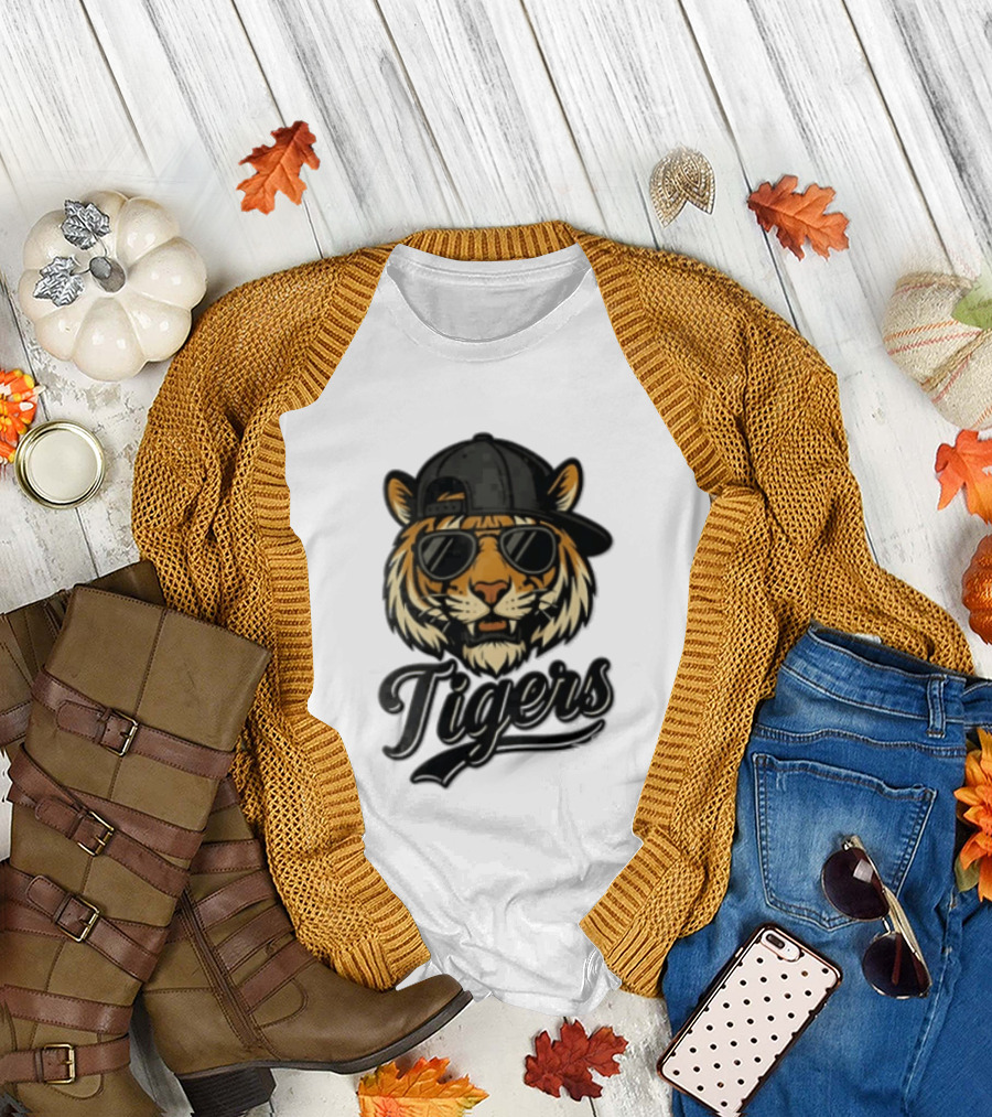 Tiger Sunglasses Baseball Cap Cool Cat T-Shirt