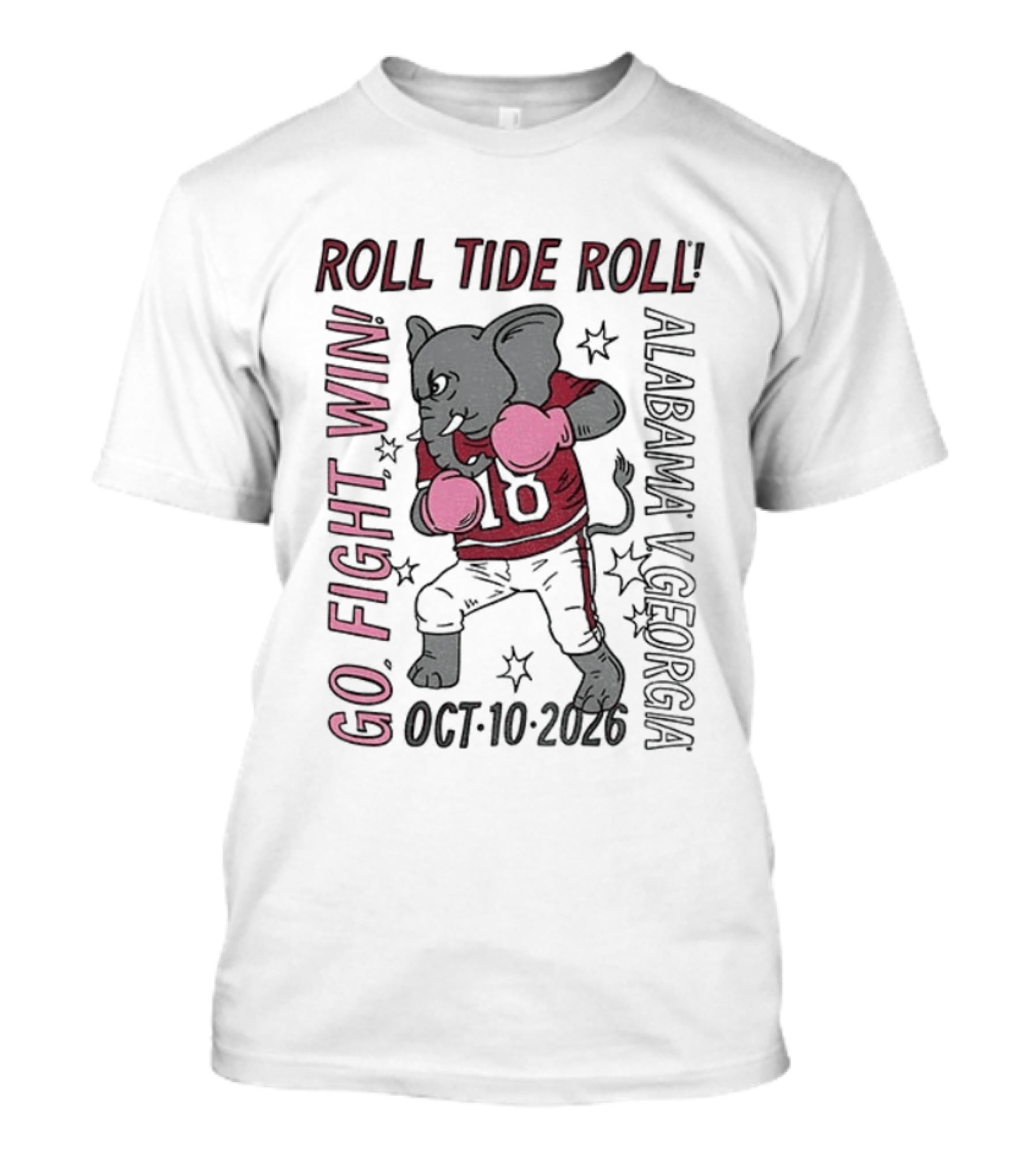 Alabama Crimson Tide Roll Tide Roll Go Fight Win October 10 2026 Vintage Elephant Boxing T-Shirt