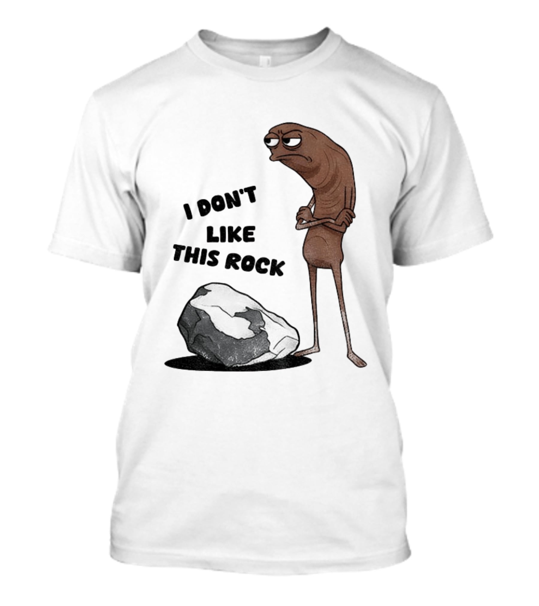 Marcus The Worm I Don't Like This Rock Grumpy Cartoon Expression T-Shirt