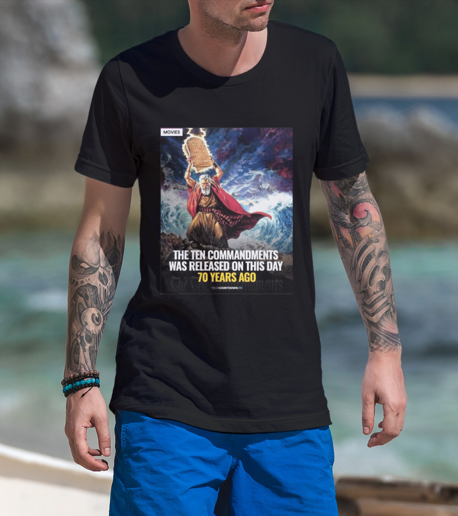 The Ten Commandments 1956 Cecil B. DeMille Epic Moses Parting Sea Anniversary T-Shirt