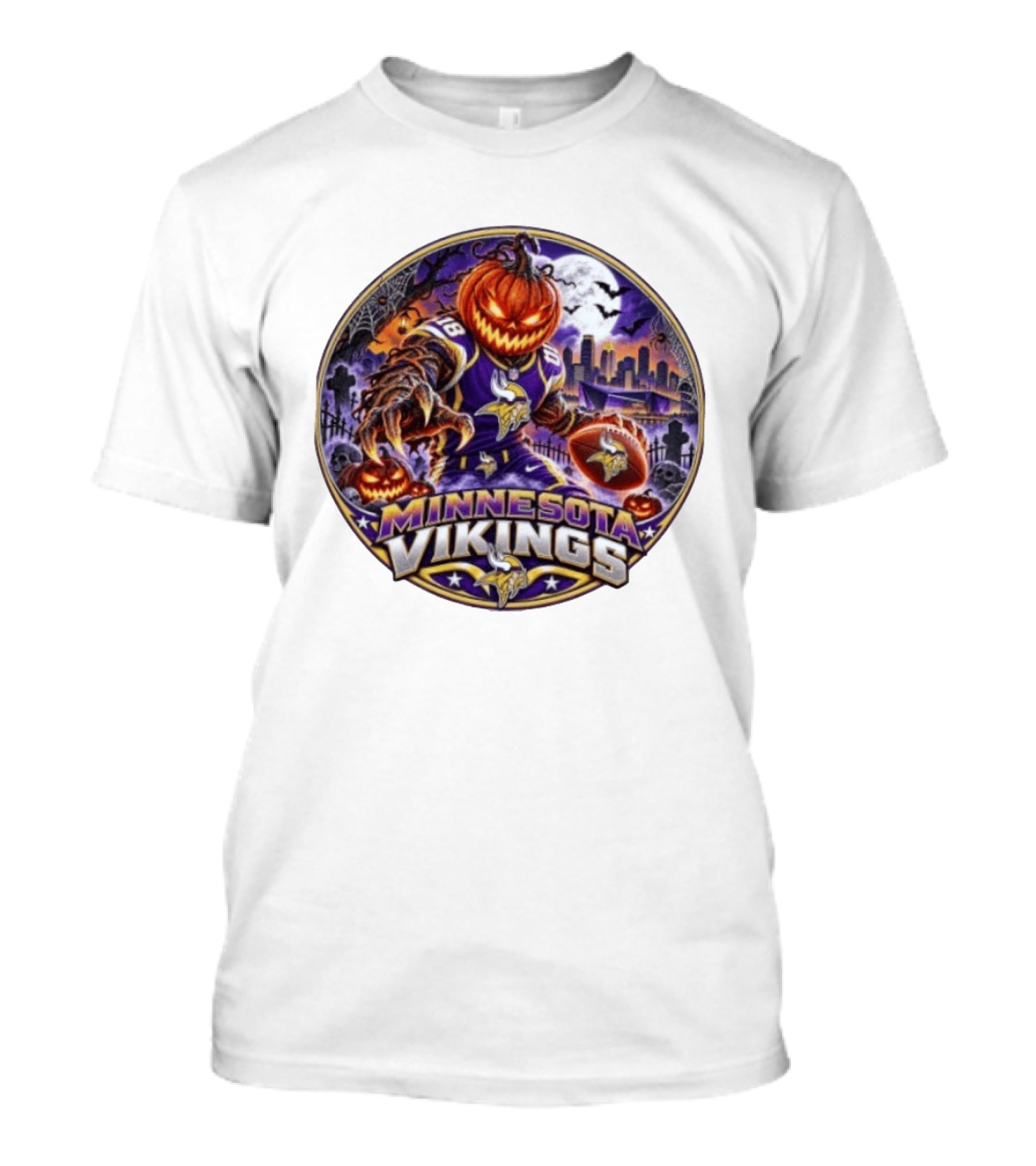 Minnesota Vikings Halloween Jack O' Lantern Football Spooky Night T-Shirt