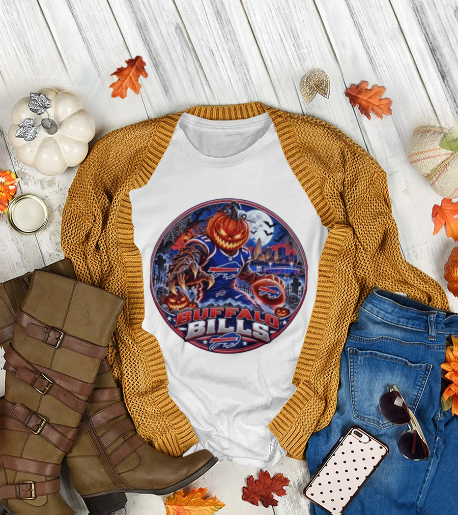 Buffalo Bills Halloween Jack O' Lantern Spooky Night Football T-Shirt