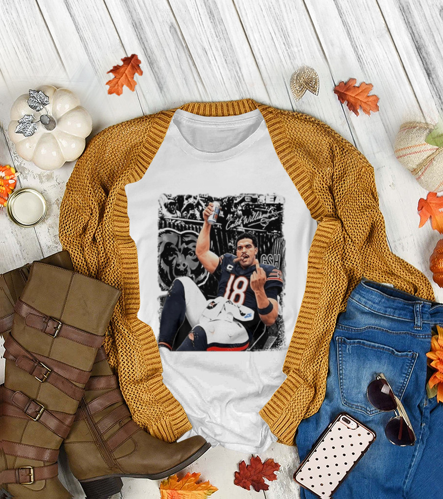 Caleb Williams Chicago Bears Drinking Beer And Smoking Cigar Iconic Gesture T-Shirt
